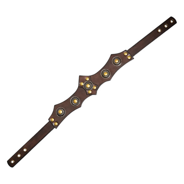 Medieval Studded Leather Headband with Brass Rivets