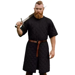 Medieval Quilted Canvas Half-Sleeve Gambeson Vest