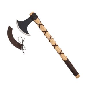 Hand-Forged Viking Axe with Ash Wood Handle and Sheath