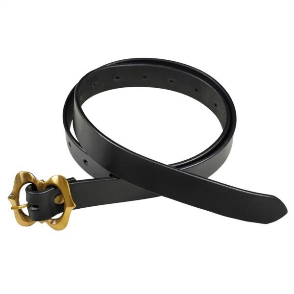 Renaissance Leather Belt with Ornate Brass Buckle