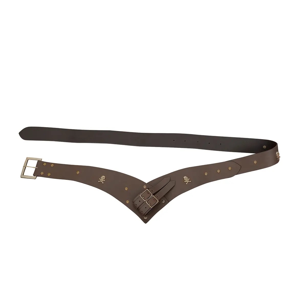 Pirate Leather Sword Belt with Integrated Frog & Brass Mounts