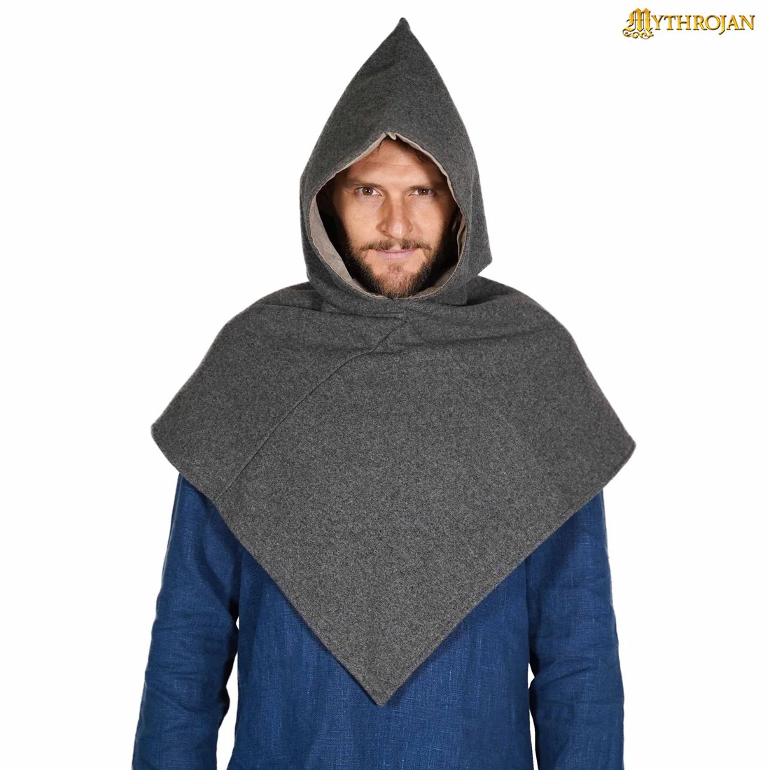 11th Century Skjoldehamn Wool Viking Hood with Linen Lining - Image 7