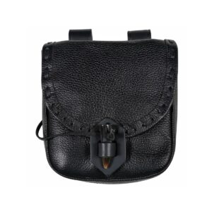 Medieval Leather Belt Pouch with Ox Horn Toggle