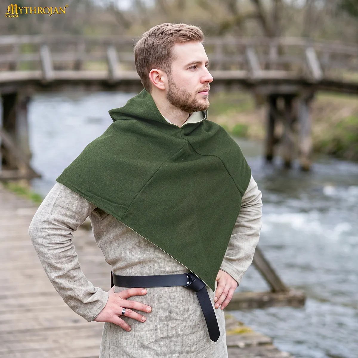 11th Century Skjoldehamn Wool Viking Hood with Linen Lining - Image 2