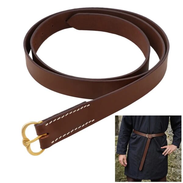 14th Century Medieval Leather Belt with Brass Buckle