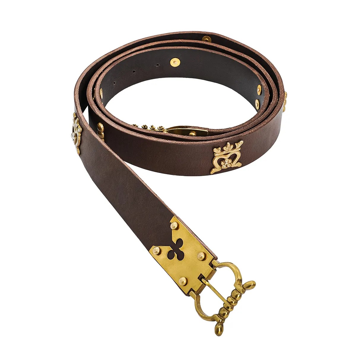 15th Century Gothic Leather Belt with Cast Brass Mounts and Chape - Image 10