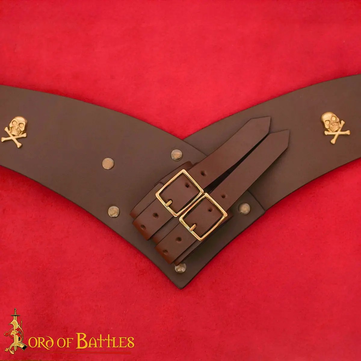 Pirate Leather Sword Belt with Integrated Frog & Brass Mounts - Image 4
