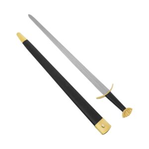 Hand-Forged Viking Steel Sword with Brass Pommel & Scabbard - 37"