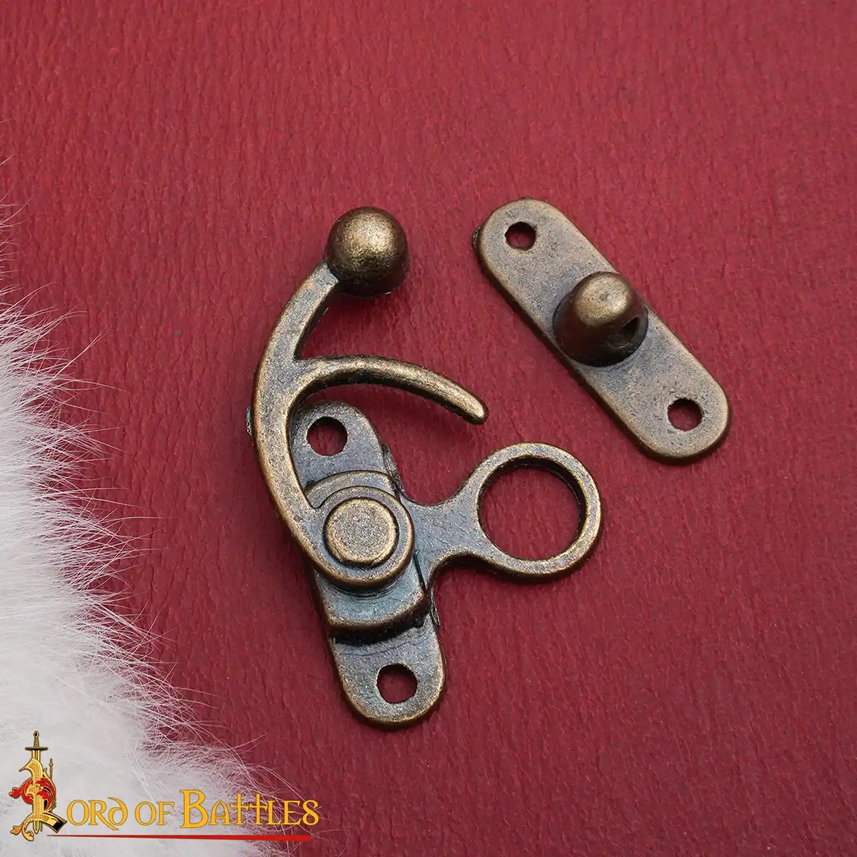 Antique Brass Hasp Latch Hardware Set - 3 Pieces - Image 6