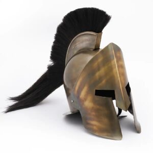 Greek Corinthian Helmet in Brass-Plated Steel with Horsehair Plume