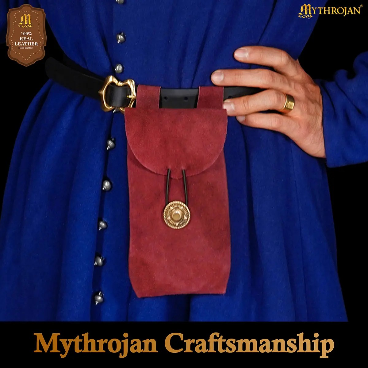 Medieval Suede Leather Belt Pouch - Image 2