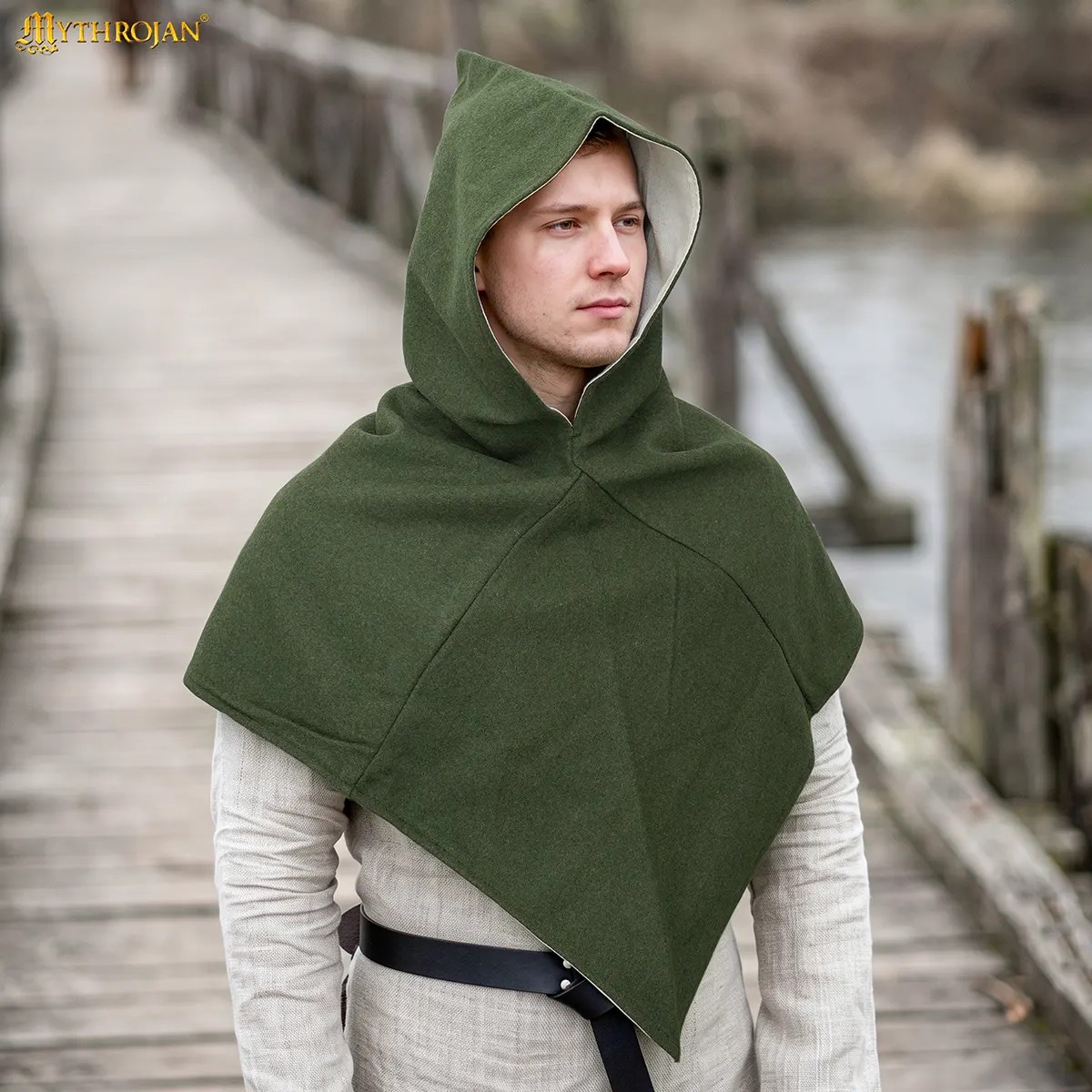 11th Century Skjoldehamn Wool Viking Hood with Linen Lining - Image 3