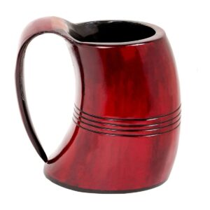 Viking Crimson Ox Horn Tankard | Handcrafted Norse Drinking Mug