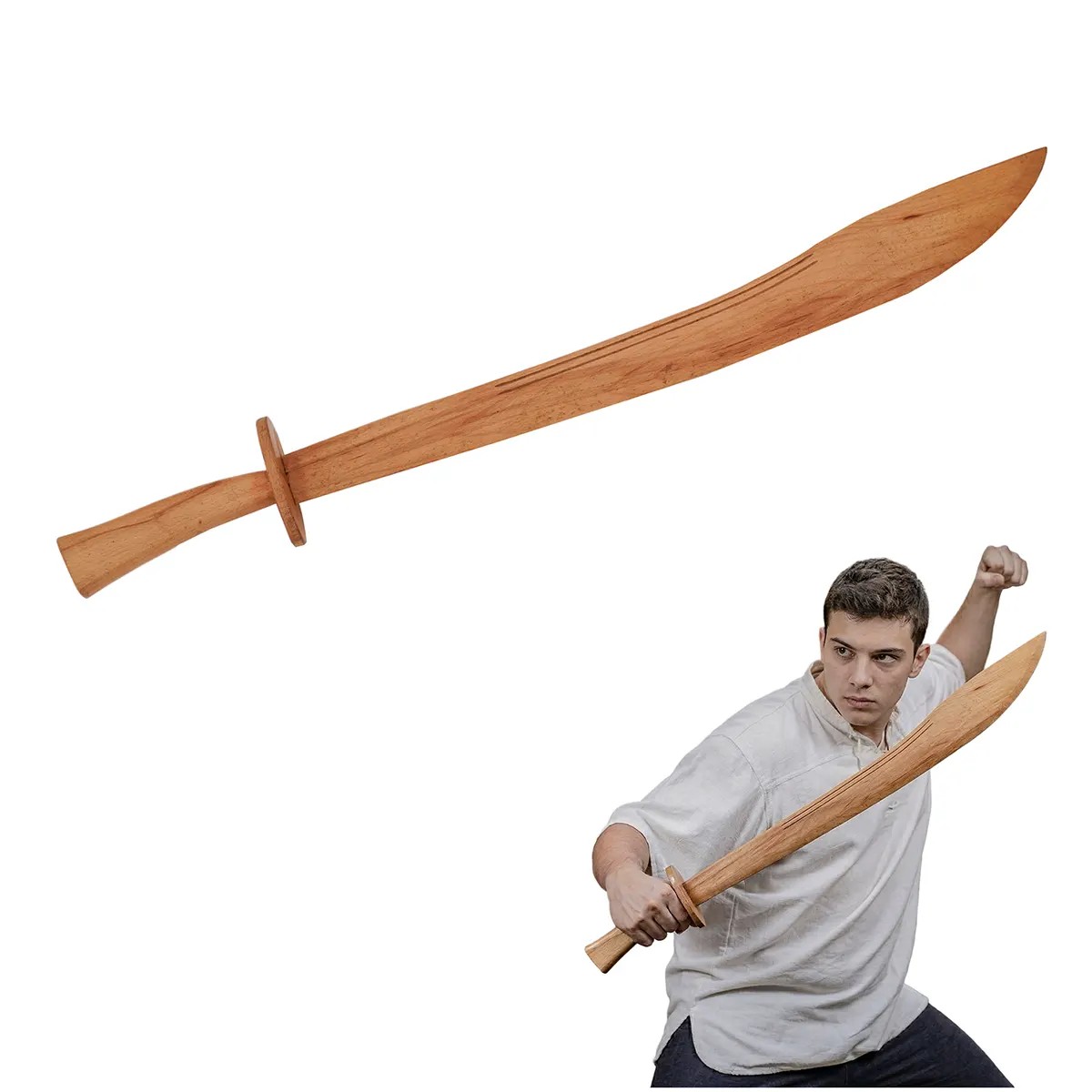 Wooden Chinese Dao Sword - Steam Beech Timber - Image 2
