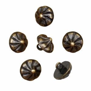 Medieval Conical Brass Buttons ? Set of 6 Fasteners