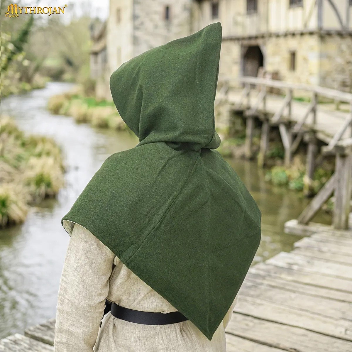 11th Century Skjoldehamn Wool Viking Hood with Linen Lining - Image 4