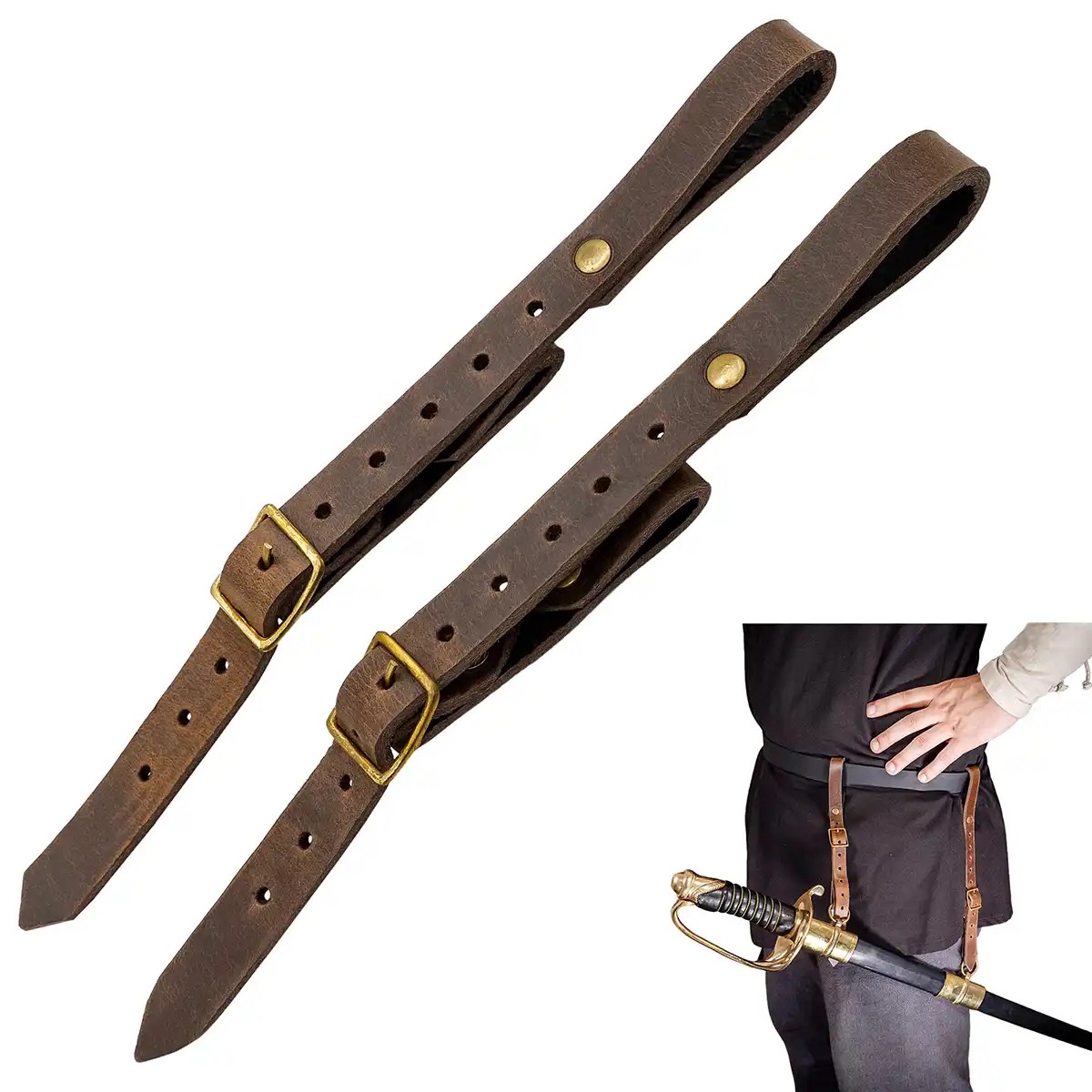Medieval Adjustable Leather Sword Hanger - Image 9