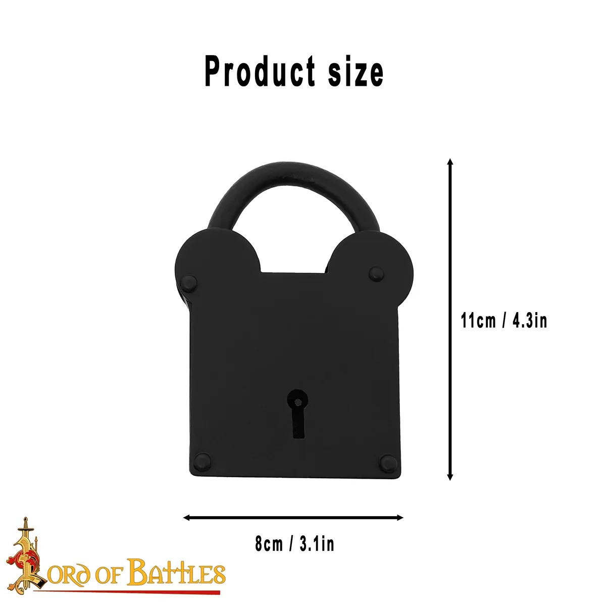 Medici Hand-Forged Iron Padlock with Chainmail Keychain - Image 8