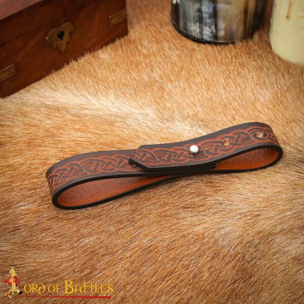 Embossed Leather Tankard Strap with Celtic Knotwork