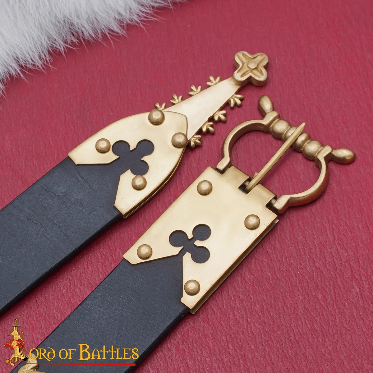 15th Century Gothic Leather Belt with Cast Brass Mounts and Chape - Image 5