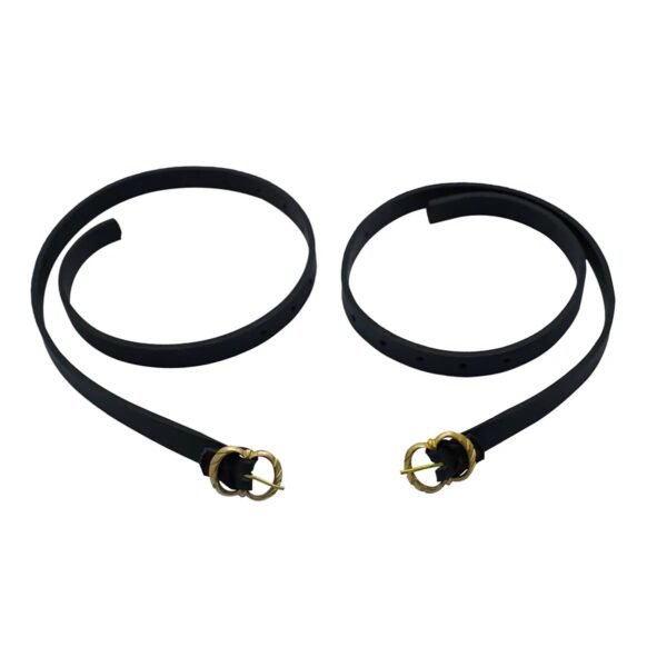 Medieval Leather Leg Garters with Brass Buckles (Pair)